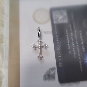 Cert. 925 Silver .75Ct Moissanite Cross Pendant